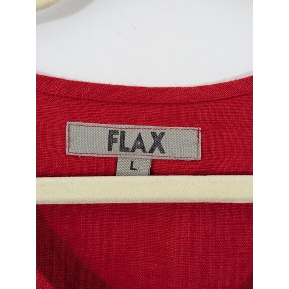 Vintage Flax 100% Linen Shacket Shirt Jacket Red Oversized Lagenlook Lagom Sz L - Picture 2 of 7